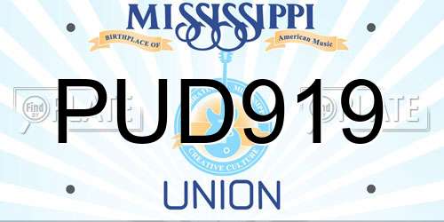 PUD919 Mississippi License Plate