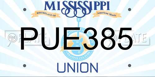PUE385 Mississippi License Plate