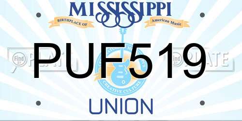 PUF519 Mississippi License Plate