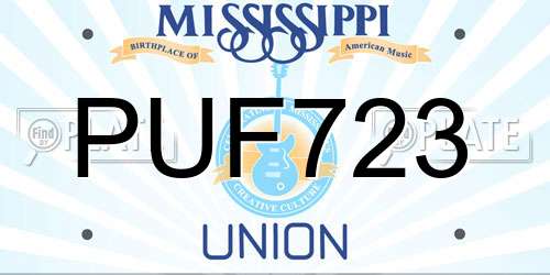 PUF723 Mississippi License Plate