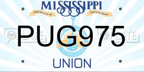 PUG975 Mississippi License Plate