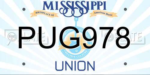 PUG978 Mississippi License Plate