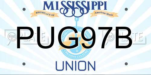 PUG97B Mississippi License Plate