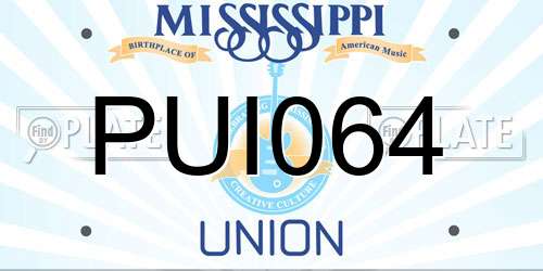 PUI064 Mississippi License Plate