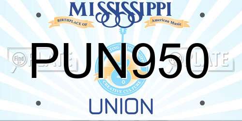 PUN950 Mississippi License Plate