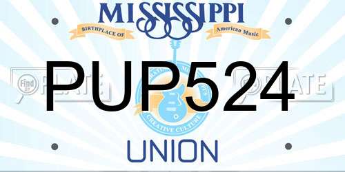 PUP524 Mississippi License Plate