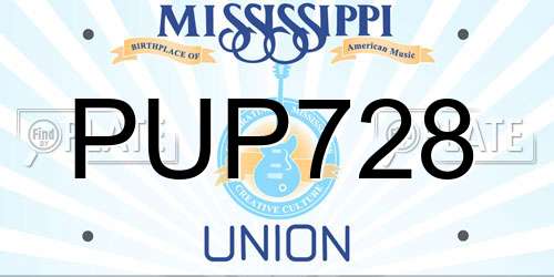 PUP728 Mississippi License Plate