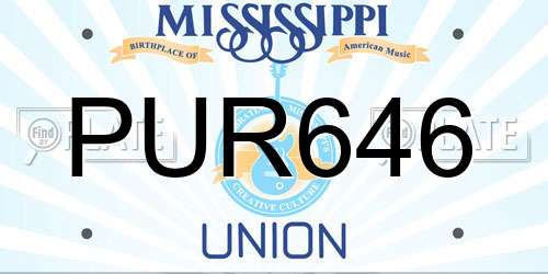 PUR646 Mississippi License Plate