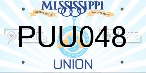 PUU048 Mississippi License Plate