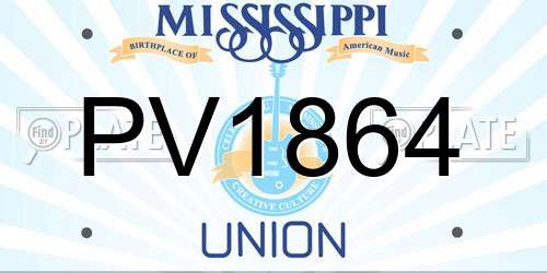 PV1864 Mississippi License Plate