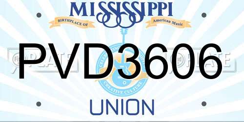 PVD3606 Mississippi License Plate