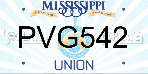 PVG542 Mississippi License Plate