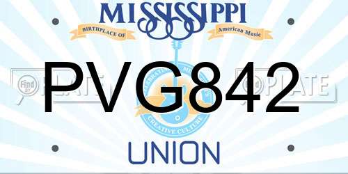 PVG842 Mississippi License Plate