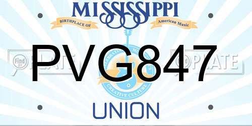PVG847 Mississippi License Plate