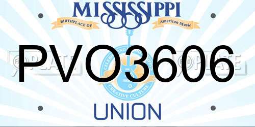 PVO3606 Mississippi License Plate