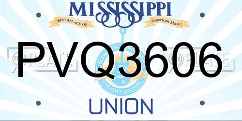 PVQ3606 Mississippi License Plate