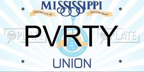 PVRTY Mississippi License Plate