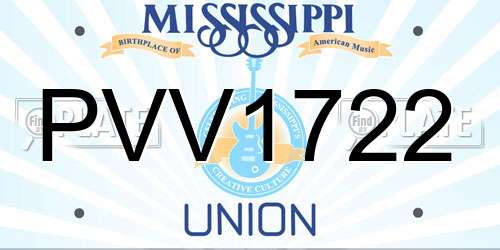 PVV1722 Mississippi License Plate