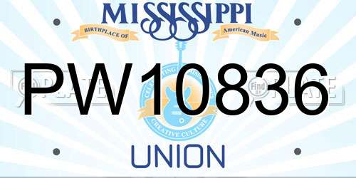 PW10836 Mississippi License Plate