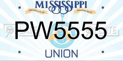 PW5555 Mississippi License Plate