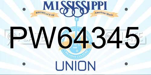 PW64345 Mississippi License Plate