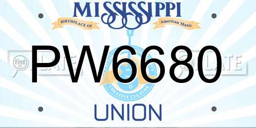 PW6680 Mississippi License Plate