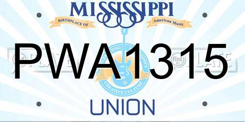 PWA1315 Mississippi License Plate