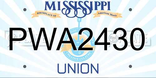 PWA2430 Mississippi License Plate