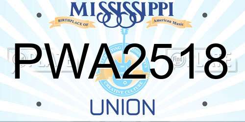 PWA2518 Mississippi License Plate