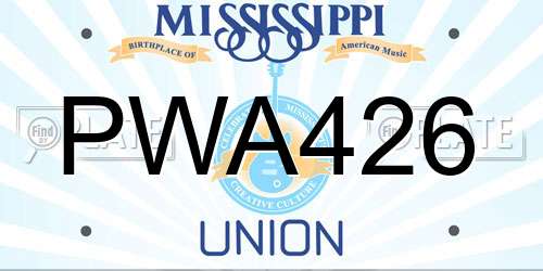 PWA426 Mississippi License Plate