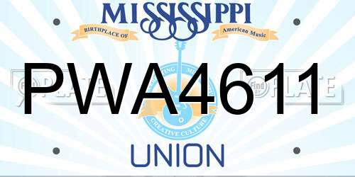 PWA4611 Mississippi License Plate