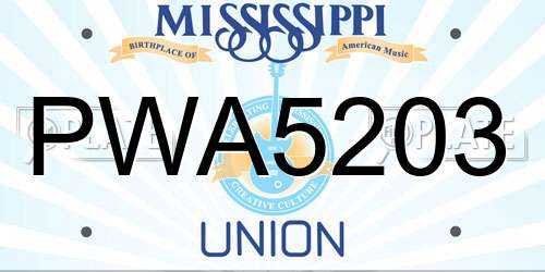 PWA5203 Mississippi License Plate