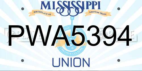 PWA5394 Mississippi License Plate