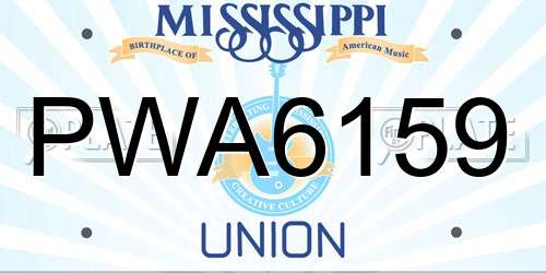 PWA6159 Mississippi License Plate