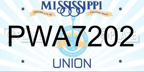 PWA7202 Mississippi License Plate