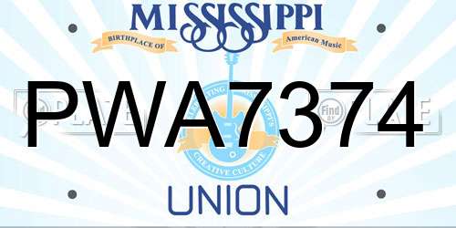PWA7374 Mississippi License Plate