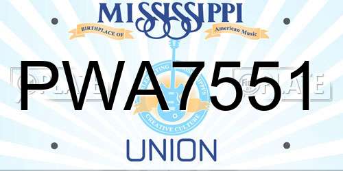 PWA7551 Mississippi License Plate