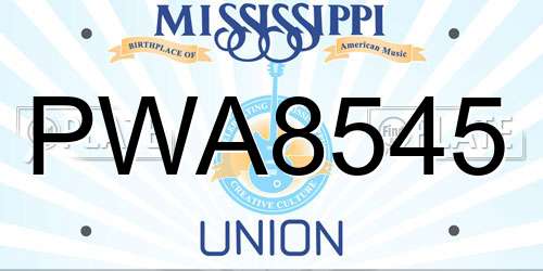 PWA8545 Mississippi License Plate