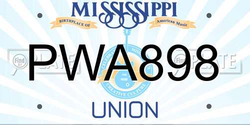 PWA898 Mississippi License Plate
