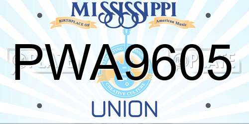 PWA9605 Mississippi License Plate