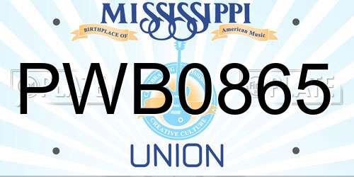 PWB0865 Mississippi License Plate