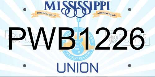PWB1226 Mississippi License Plate