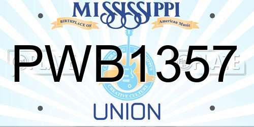 PWB1357 Mississippi License Plate