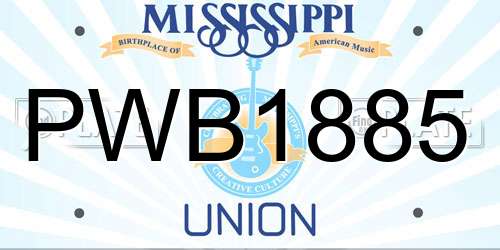 PWB1885 Mississippi License Plate