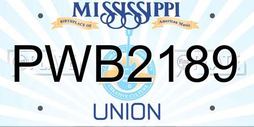 PWB2189 Mississippi License Plate