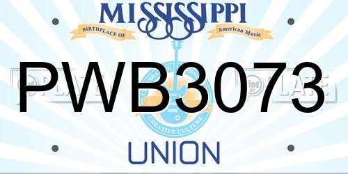 PWB3073 Mississippi License Plate