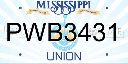 PWB3431 Mississippi License Plate