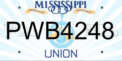 PWB4248 Mississippi License Plate