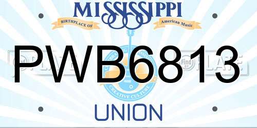 PWB6813 Mississippi License Plate