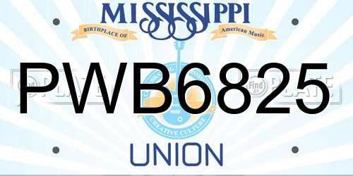 PWB6825 Mississippi License Plate